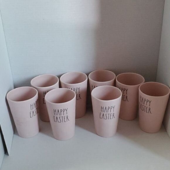 8 Happy Easter Cups Tumblers Rae Dunn Pink Plastic - Picture 5 of 11